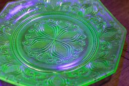 Antique Uranium Glass Salad Plate by Imperial