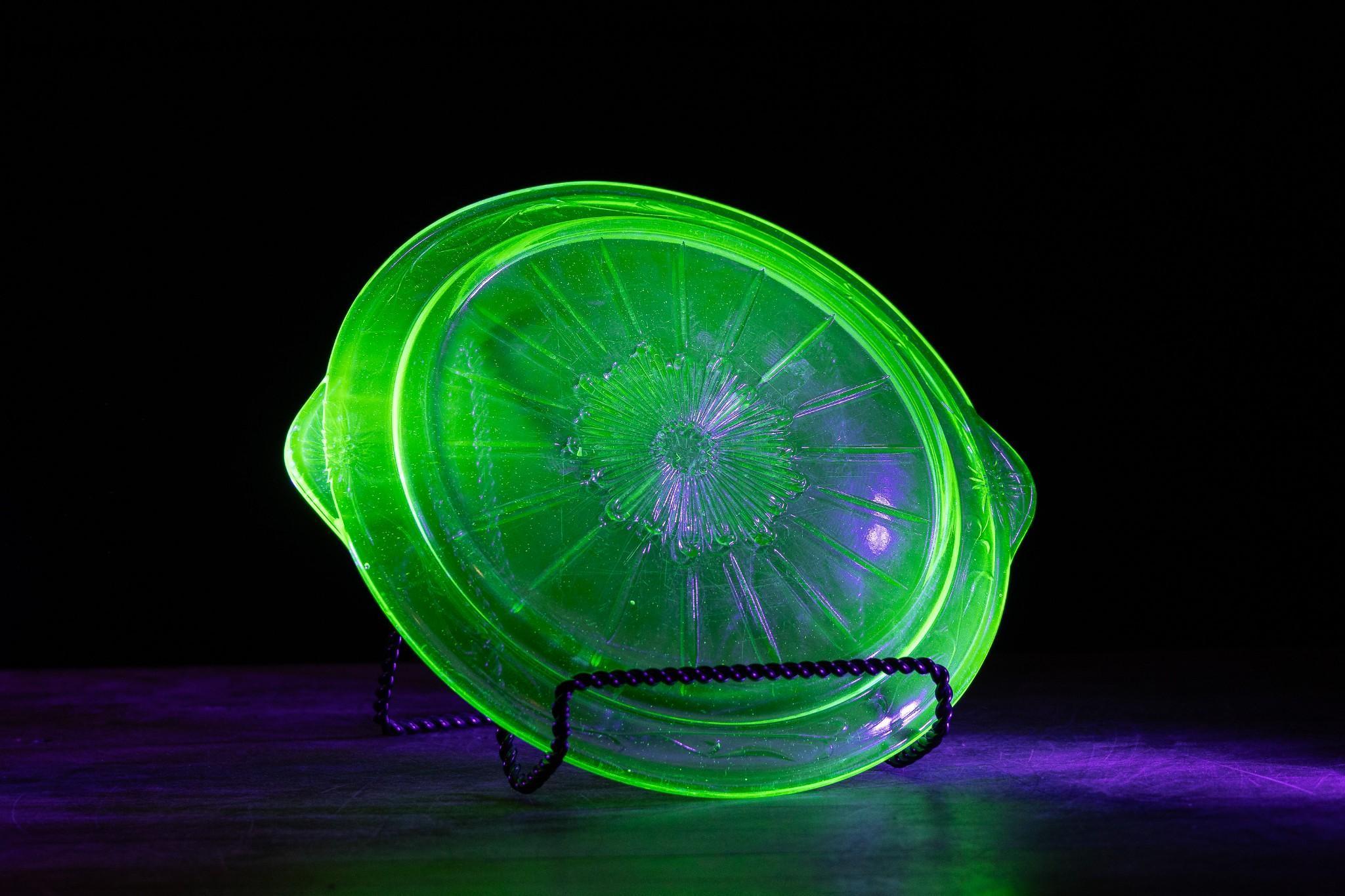 Antique Uranium Glass Serving Dish