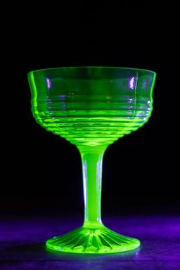 Antique Uranium Glass Ribbed Coupe