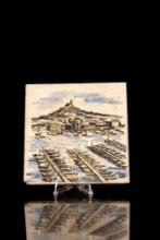 Vintage Hand-Painted Marseille Landscape Trivet by Desvres