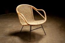 Vintage Arthur Umanoff Rattan Bucket Chair