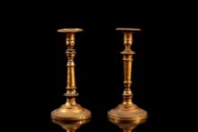 Pair of French Brass Candlesticks