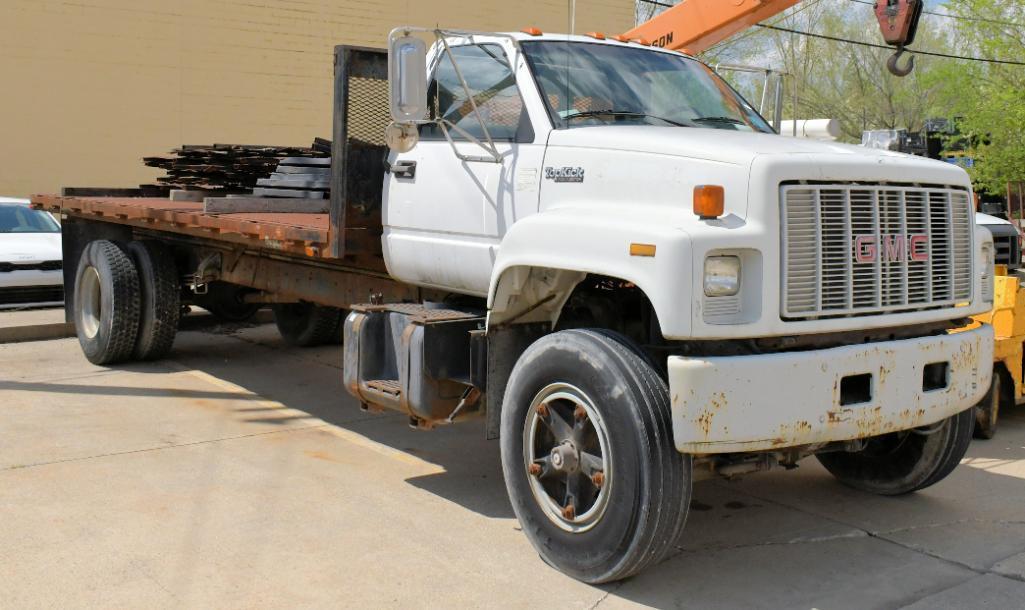 1990 GMC Topkick 8' x 20' Flat Bed Single Axle Dually Wheeled Stake Truck