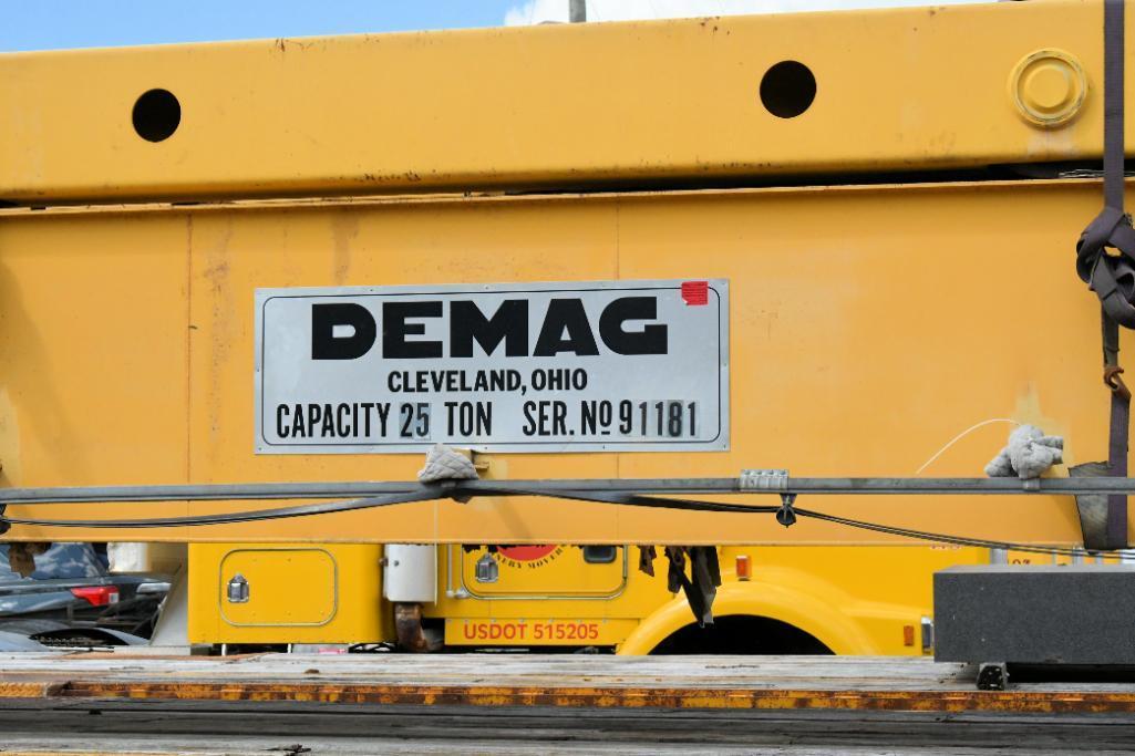 Demag 25-Ton Capacity Traveling Overhead Bridge Crane, Mannesmann Demag 29-HP Crane Motor