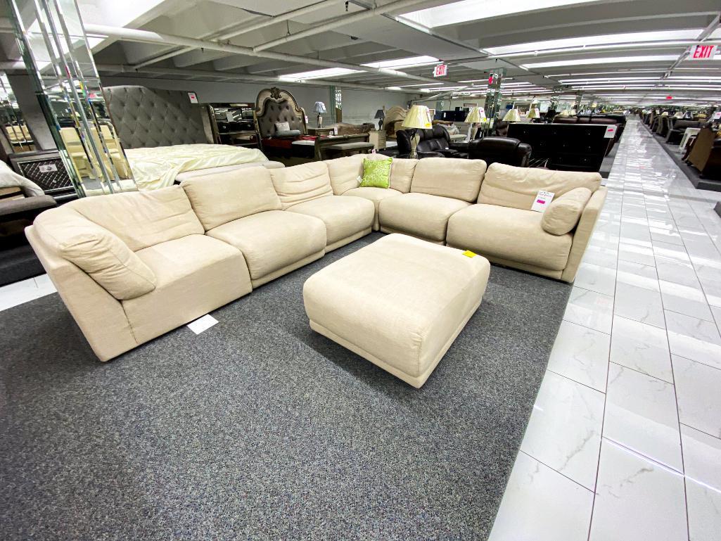 7-piece sectional sofa with ottoman (beige)