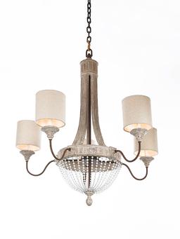 Century Natural Wood And Crystal Wine Barrel Citadin Chandelier