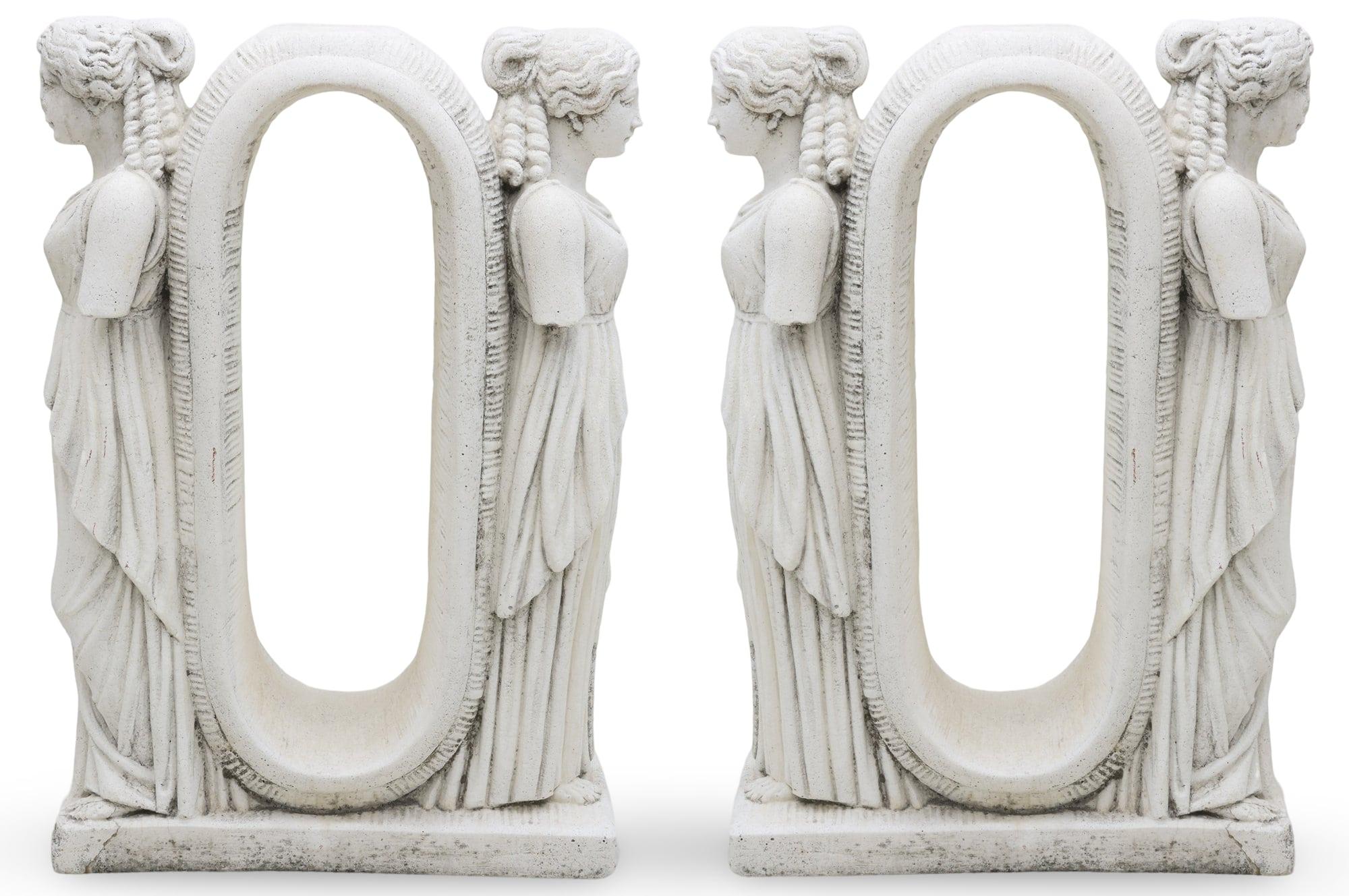 Stunning Pair Of Figural Cement Garden Statues