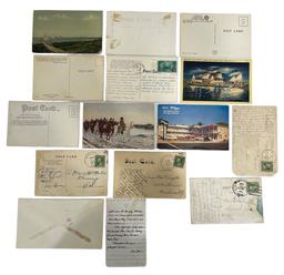 Vintage Post Cards with Stamps and 1980s Letter