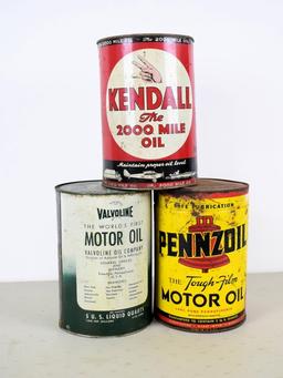 Kendall, Pennzoil & Valvoline 5 qt oil cans
