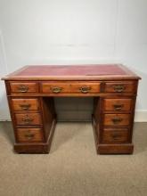 Antique Leather Top Campaign Desk