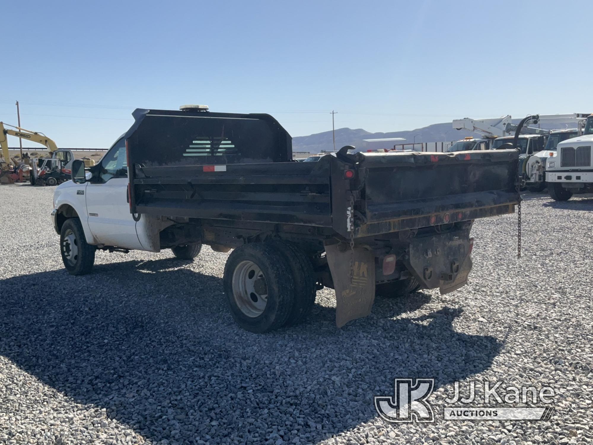 (Las Vegas, NV) 2004 Ford F450 Dump Truck, Taxable Jump To Start, Runs & Moves