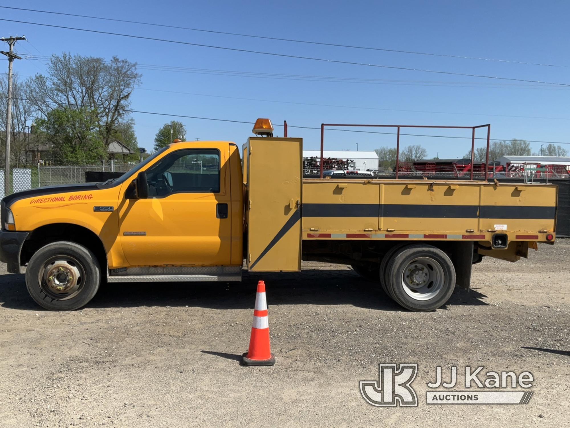 (Charlotte, MI) 2004 Ford F550 Flatbed/Service Truck Runs, Moves, Rust, Seller States: Newer Transmi