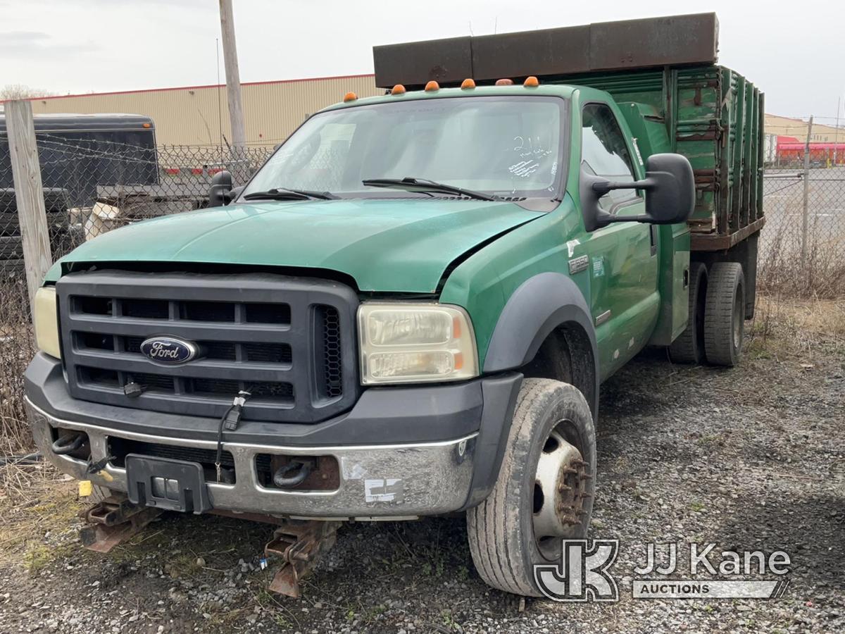 (Rome, NY) 2007 Ford F550 4x4 Flatbed Truck Not Running, Condition Unknown, Cranks, Body & Rust Dama