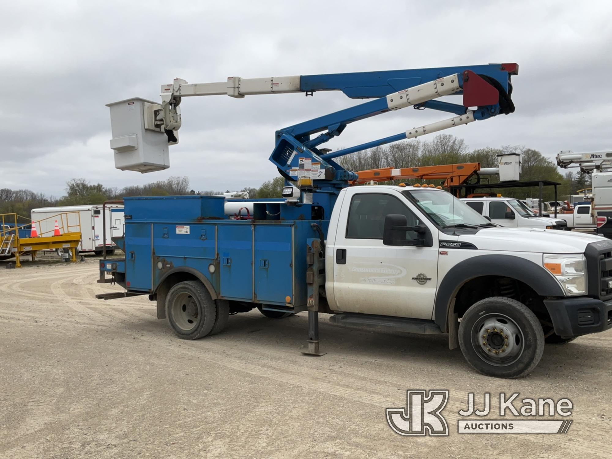 (Charlotte, MI) HiRanger LT38, Articulating & Telescopic Bucket Truck mounted behind cab on 2015 For