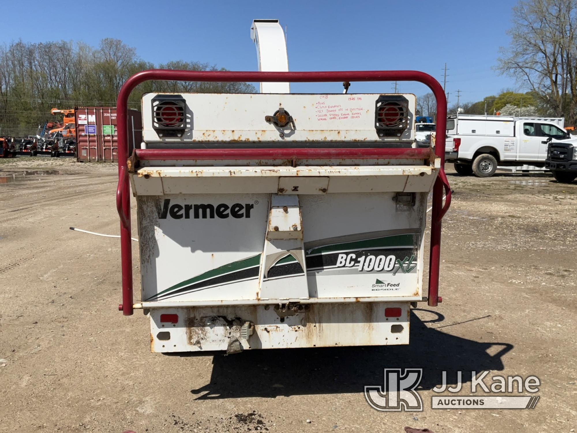 (Charlotte, MI) 2016 Vermeer BC1000XL Chipper (12in Drum) Runs, Clutch Engages, Key Broken Off In Ig