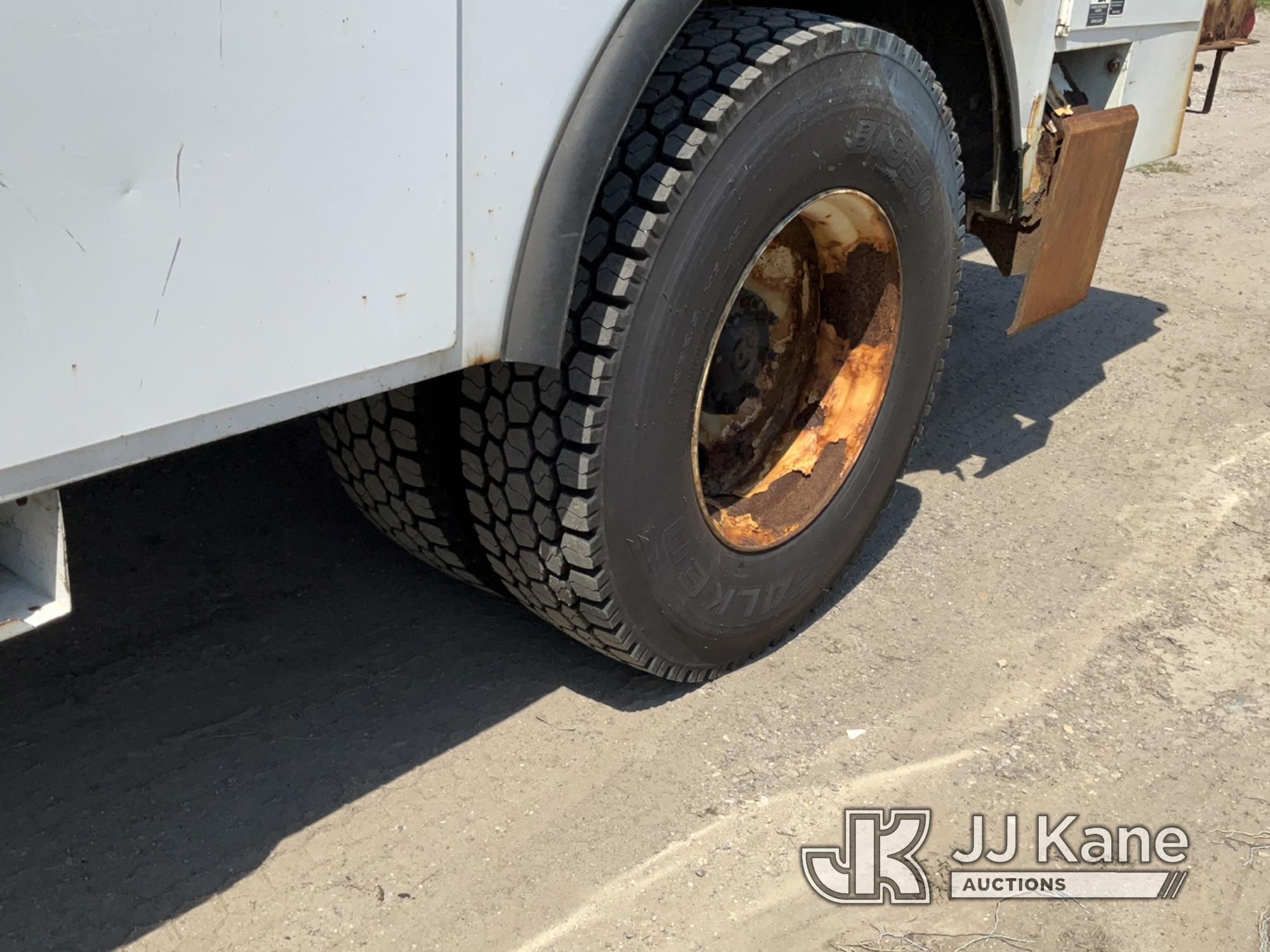 (Bellport, NY) Altec AM55, Over-Center Material Handling Bucket rear mounted on 2011 Freightliner M2