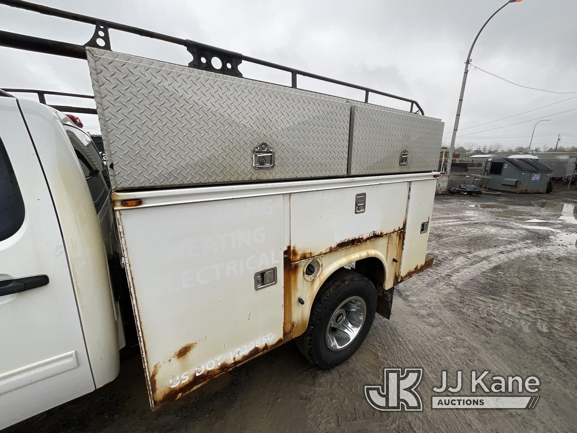 (Rome, NY) 2011 Chevrolet Silverado 3500HD 4x4 Crew-Cab Service Truck Runs & Moves, Engine Light On,