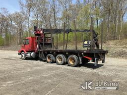 (Shrewsbury, MA) Prentice 120E-BC, Grappleboom/Log Loader Crane mounted behind cab on 2003 Freightli