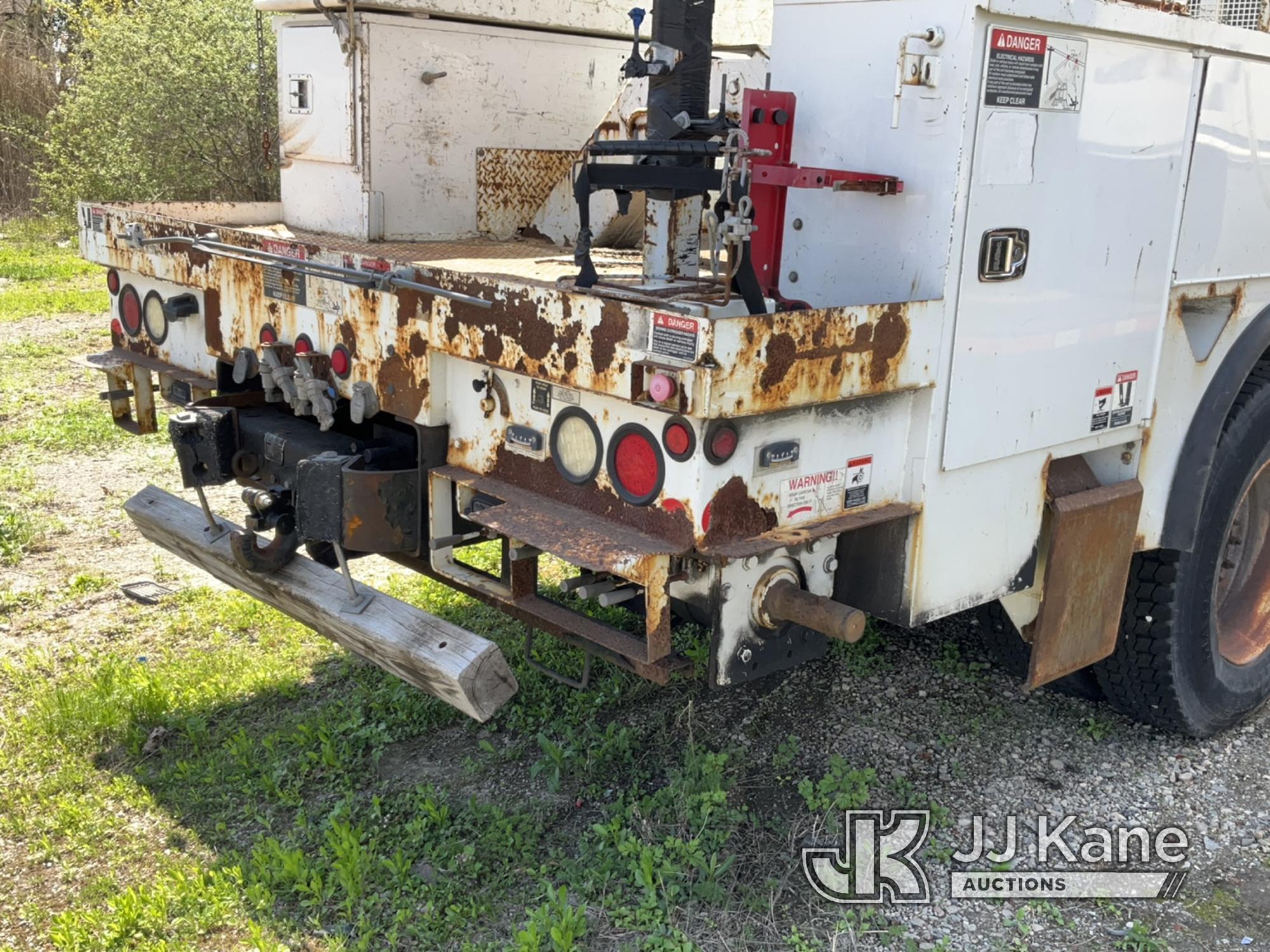 (Bellport, NY) Altec AM55, Over-Center Material Handling Bucket rear mounted on 2011 Freightliner M2