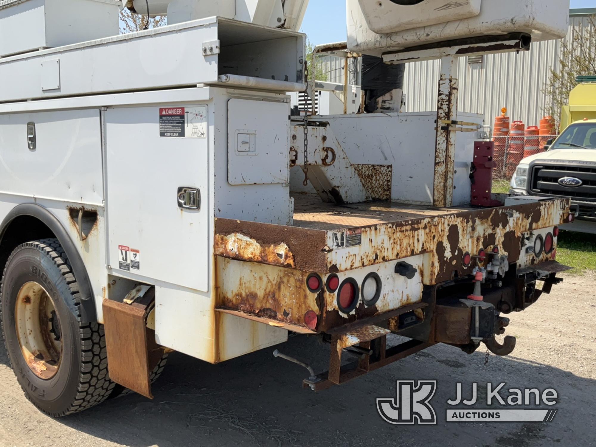 (Bellport, NY) Altec AM55, Over-Center Material Handling Bucket rear mounted on 2011 Freightliner M2