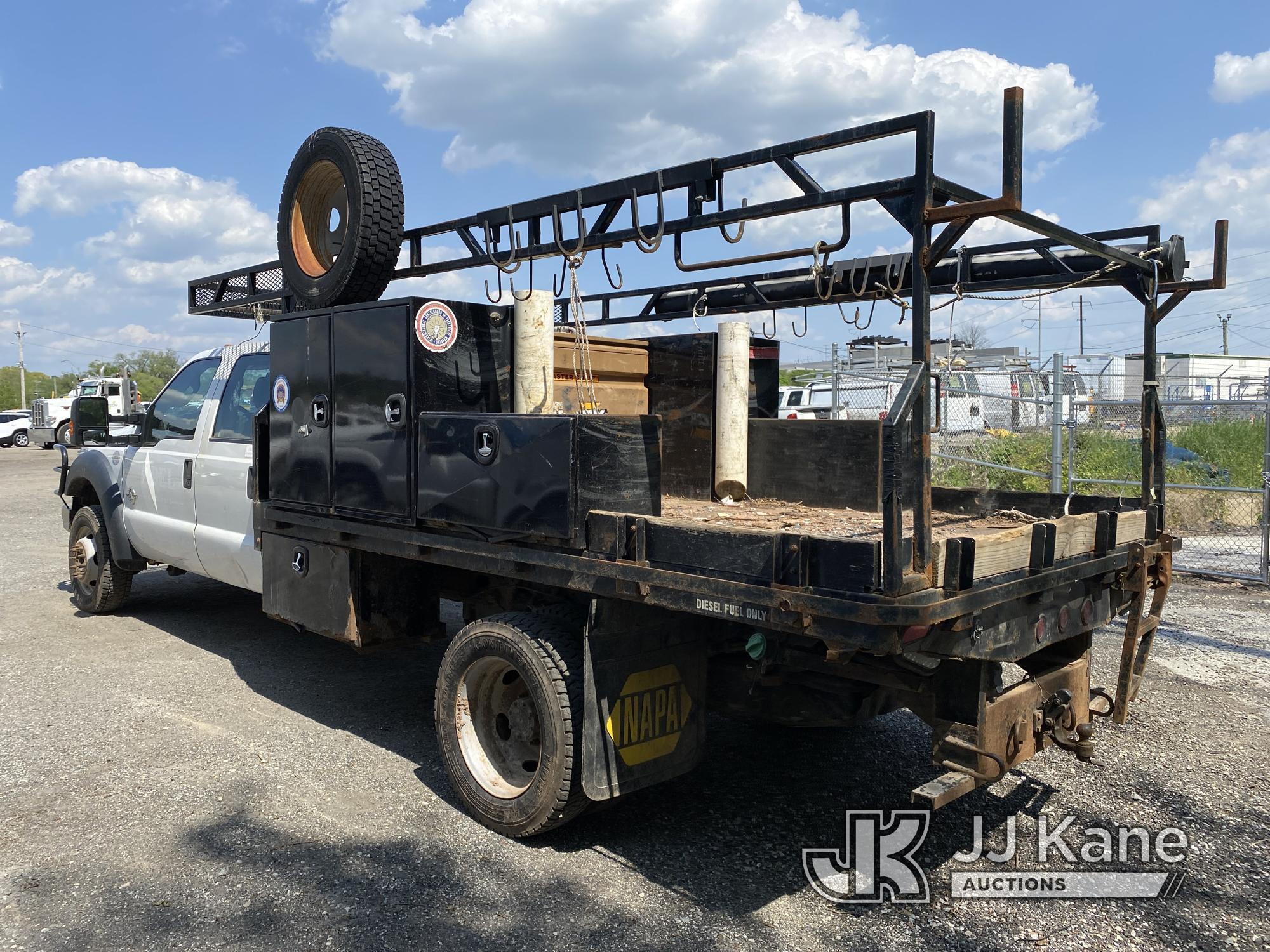 (Plymouth Meeting, PA) 2016 Ford F550 4x4 Crew-Cab Flatbed Truck Runs & Moves, Check Engine Light On