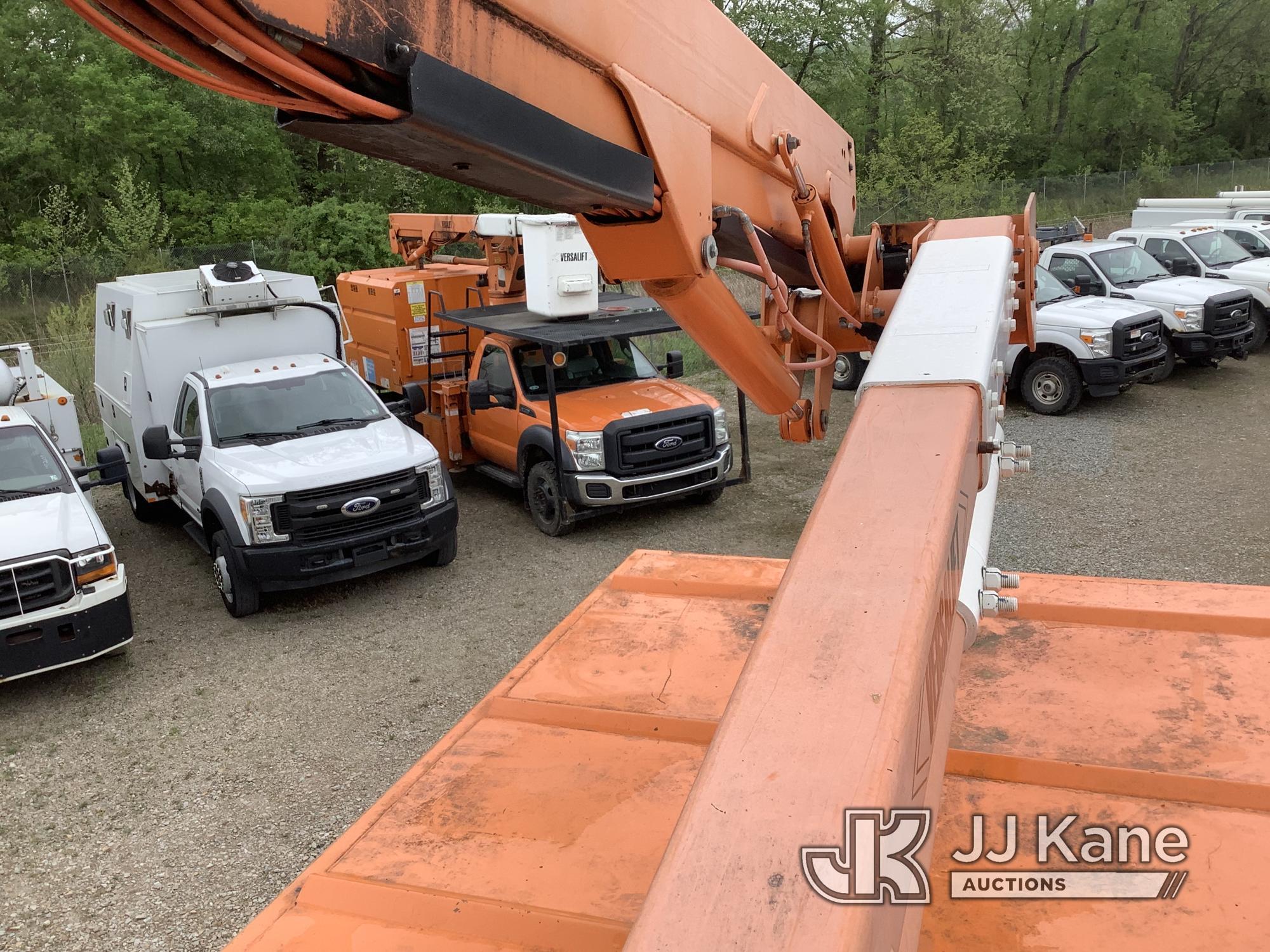 (Smock, PA) Versalift SST40EIH, Articulating & Telescopic Bucket mounted behind cab on 2015 Ford F55