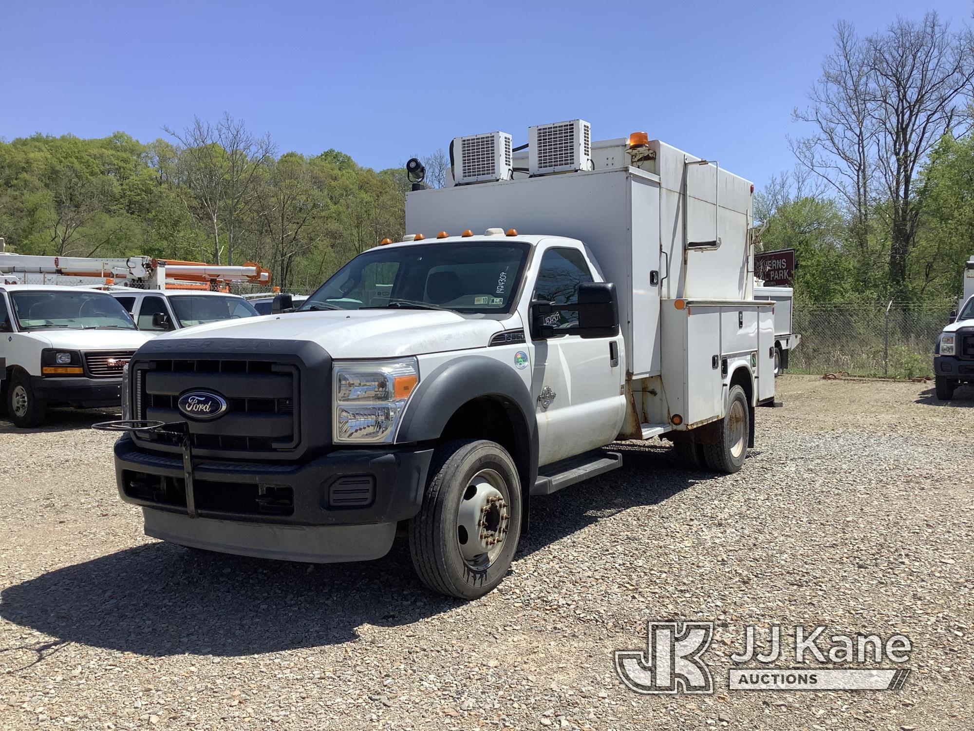 (Smock, PA) 2012 Ford F550 Enclosed High-Top Service Truck Runs & Moves, Check Engine Light On, PTO