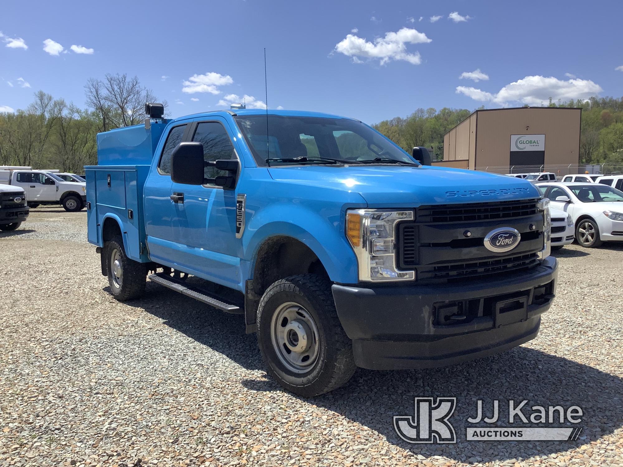 (Smock, PA) 2017 Ford F250 4x4 Extended-Cab Enclosed Service Truck Runs & Moves, TPS Light On, Rust