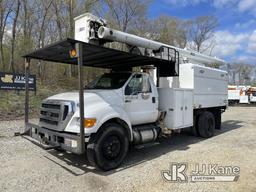 (Shrewsbury, MA) Altec LR756, Over-Center Bucket Truck mounted behind cab on 2013 Ford F750 Chipper