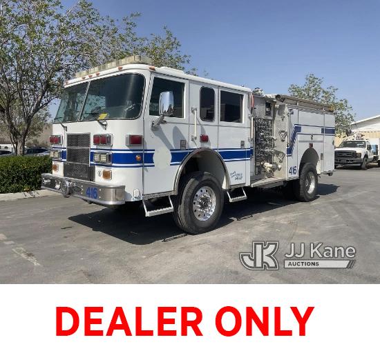 (Jurupa Valley, CA) 2005 Pierce Fire Truck 4X4 Pumper/Fire Truck Runs & Moves, Check Engine Light On