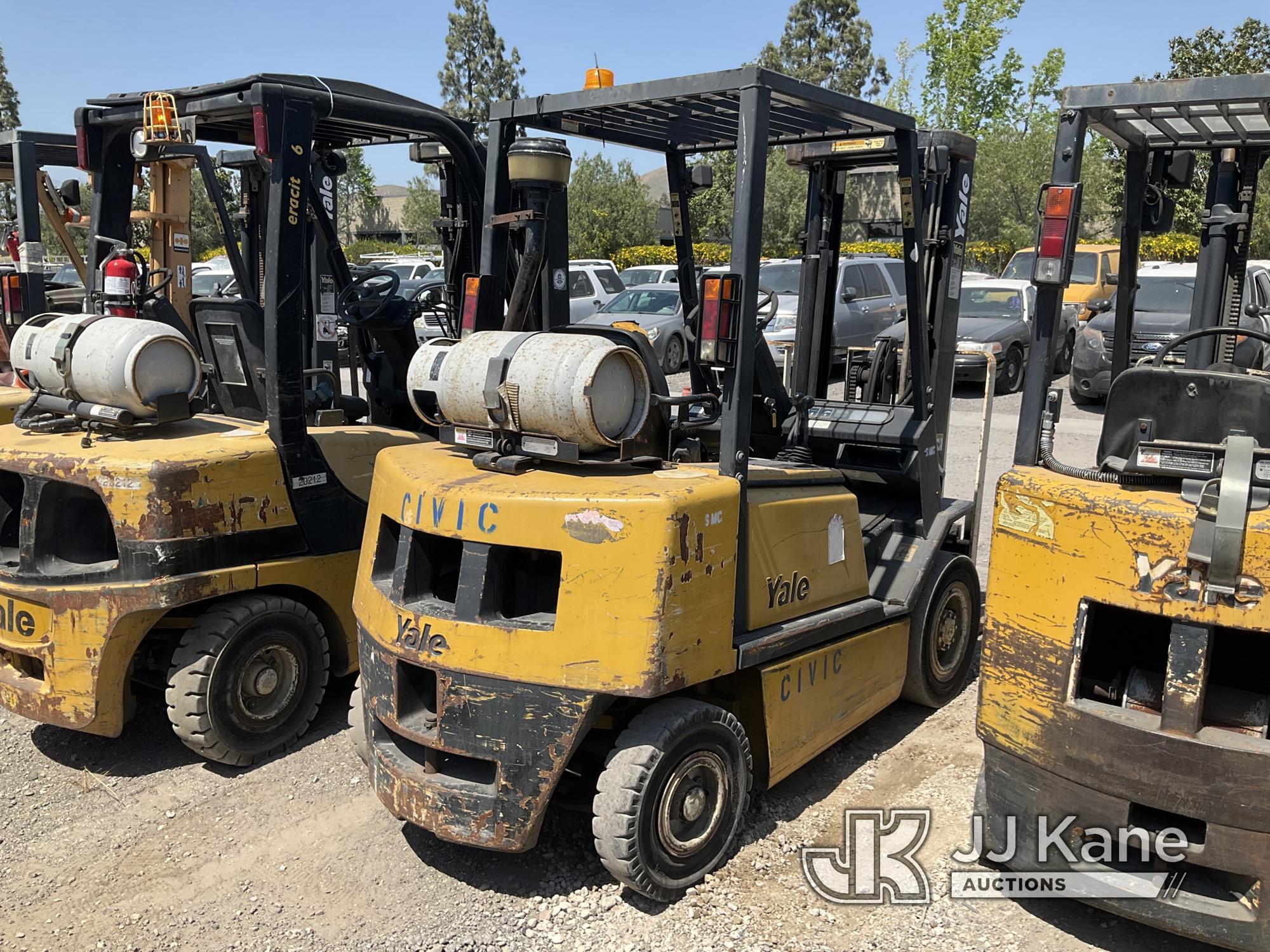 (Jurupa Valley, CA) 2001 Yale GNP050RGNUAF086 Solid Tired Forklift Runs & Operates