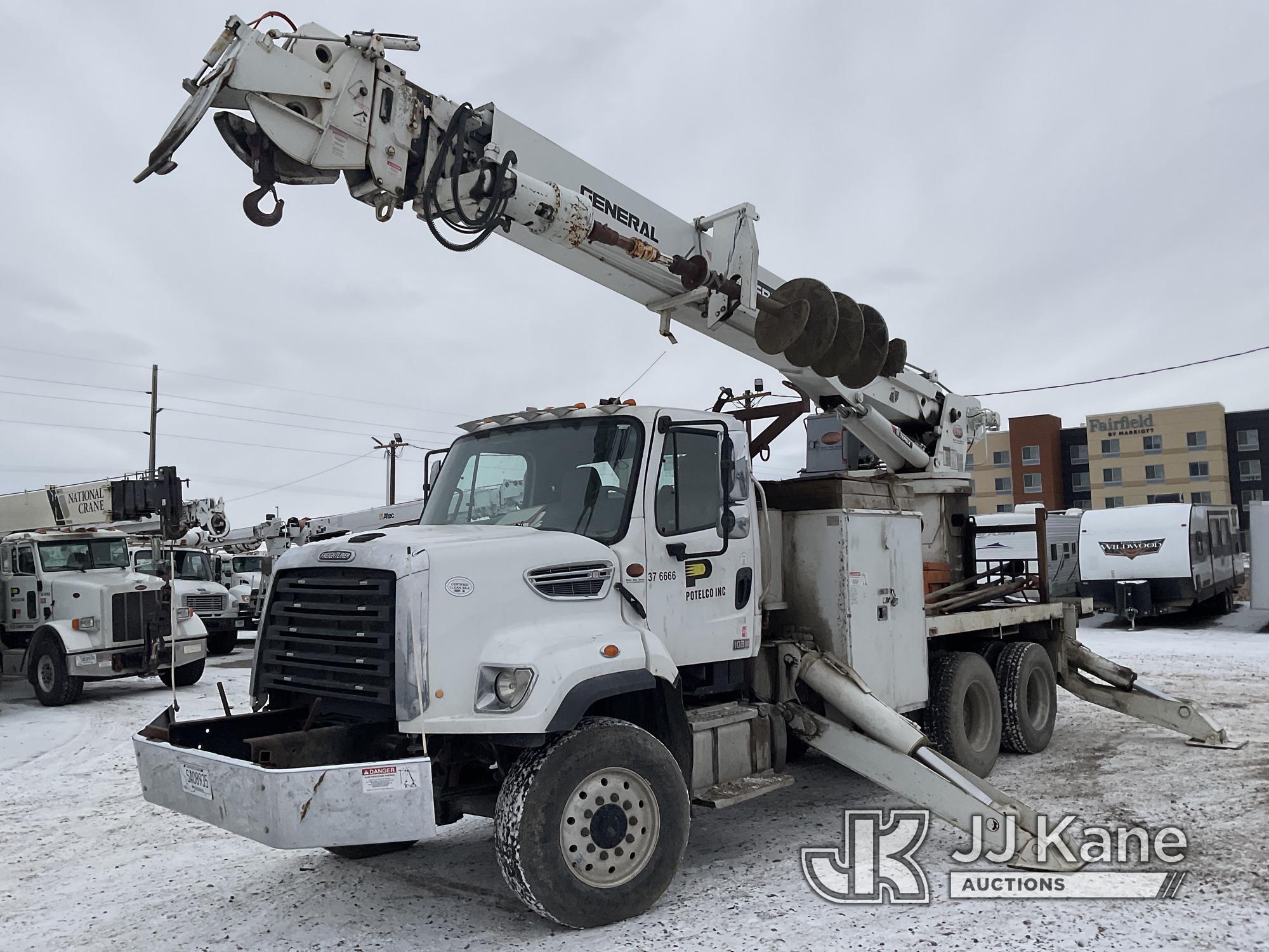 (Laurel, MT) Telelect General, Digger Derrick rear mounted on 2015 Freightliner 108SD 6x6 Flatbed/Ut