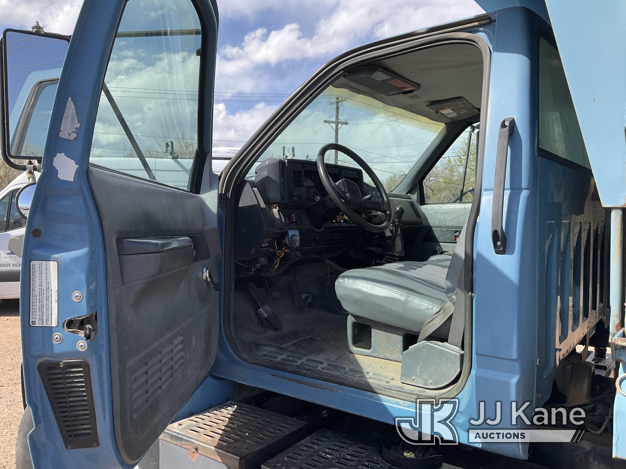 (Castle Rock, CO) 1994 GMC Topkick Dump Truck Runs & Moves) (Concrete Blocks in Dump Bed, Dump Funct