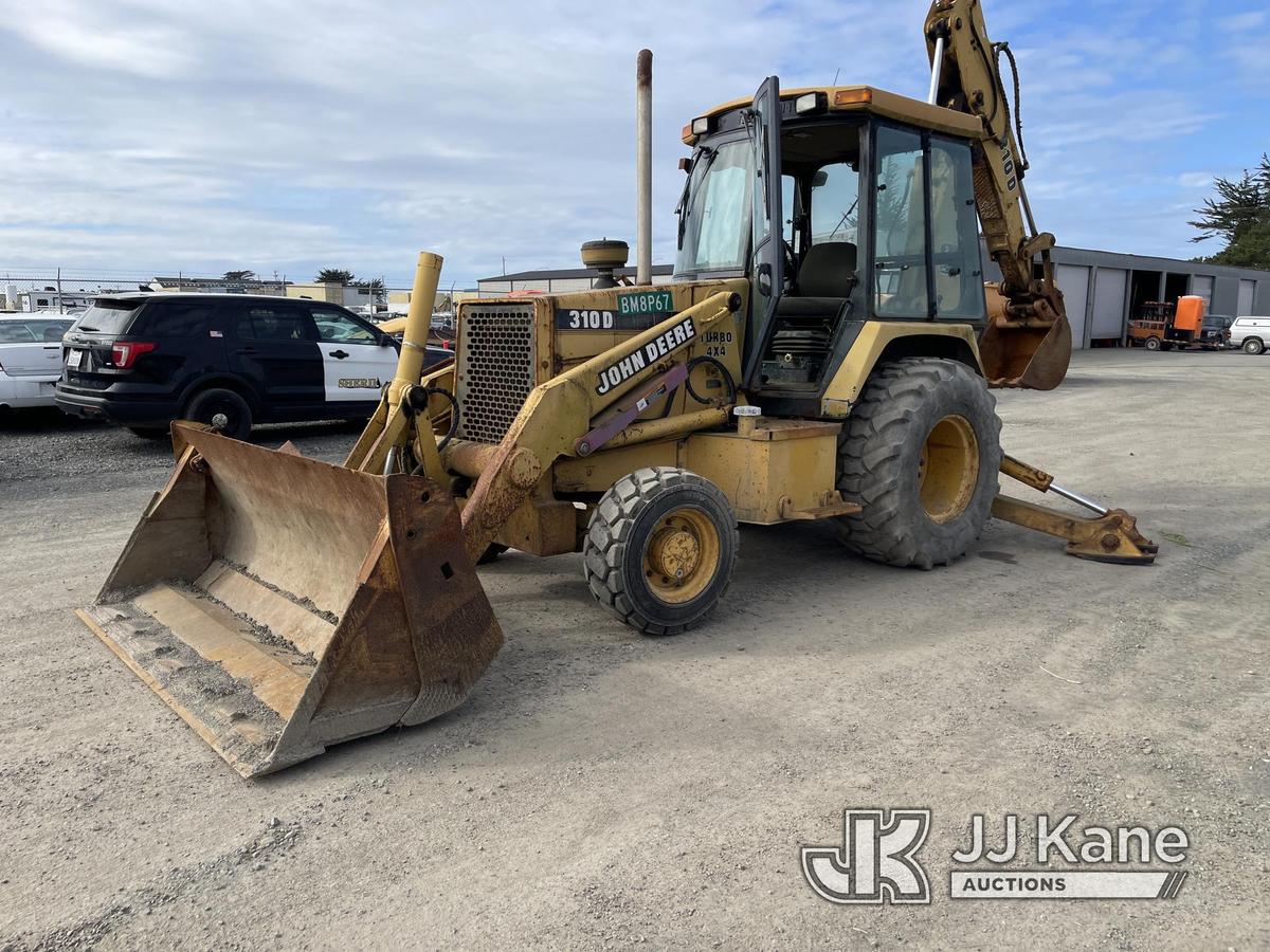 (Eureka, CA) 1995 John Deere 310D 4x4 Backhoe Loader Runs & Operates