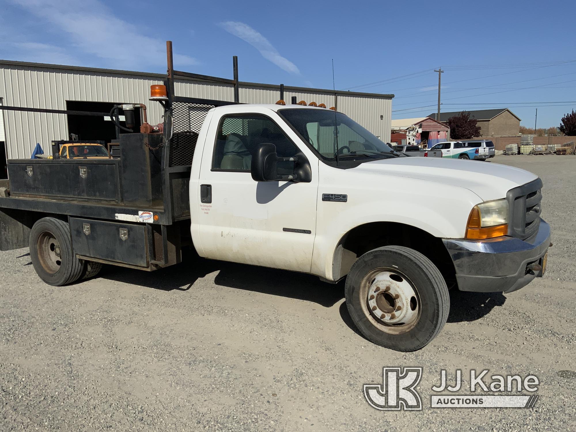 (Pasco, WA) 1999 Ford F450 Flatbed Truck Runs & Moves