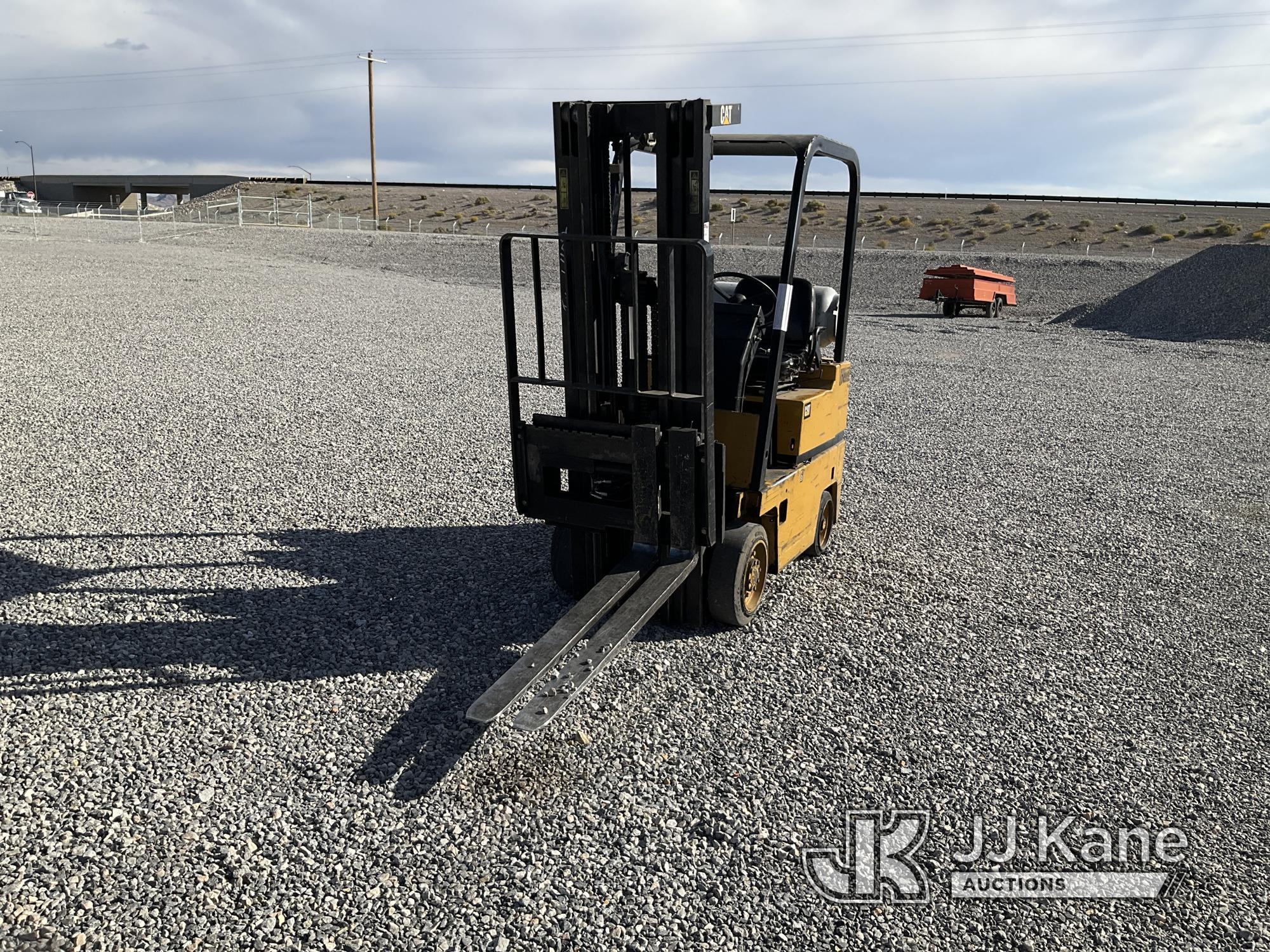 (Las Vegas, NV) 1992 Cat T30D Solid Tired Forklift, 3,000 Lb. Missing LPG Tank No Battery, Jump To S