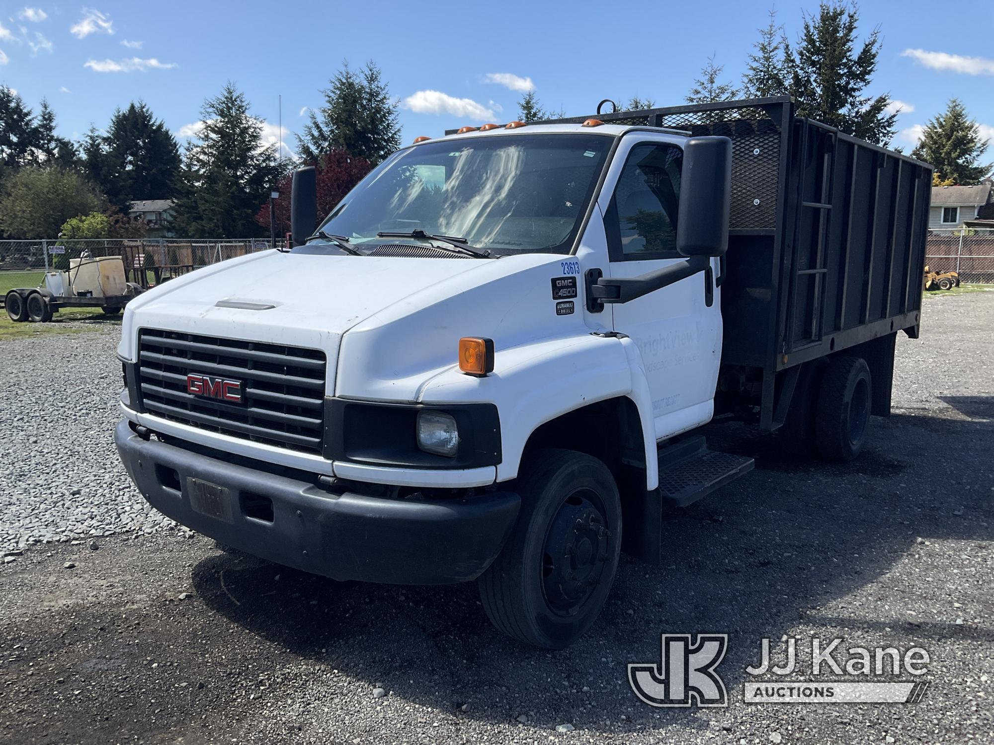 (Tacoma, WA) 2007 GMC C4500 Dump Debris Truck Runs & Moves) (Dump Controls Damaged, Condition Unknow