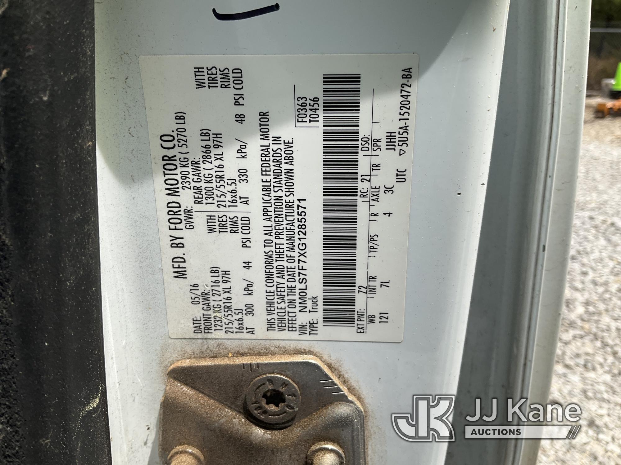 (Villa Rica, GA) 2016 Ford Transit Connect Mini Cargo Van, (GA Power Unit) Wrecked, Not Running, Con