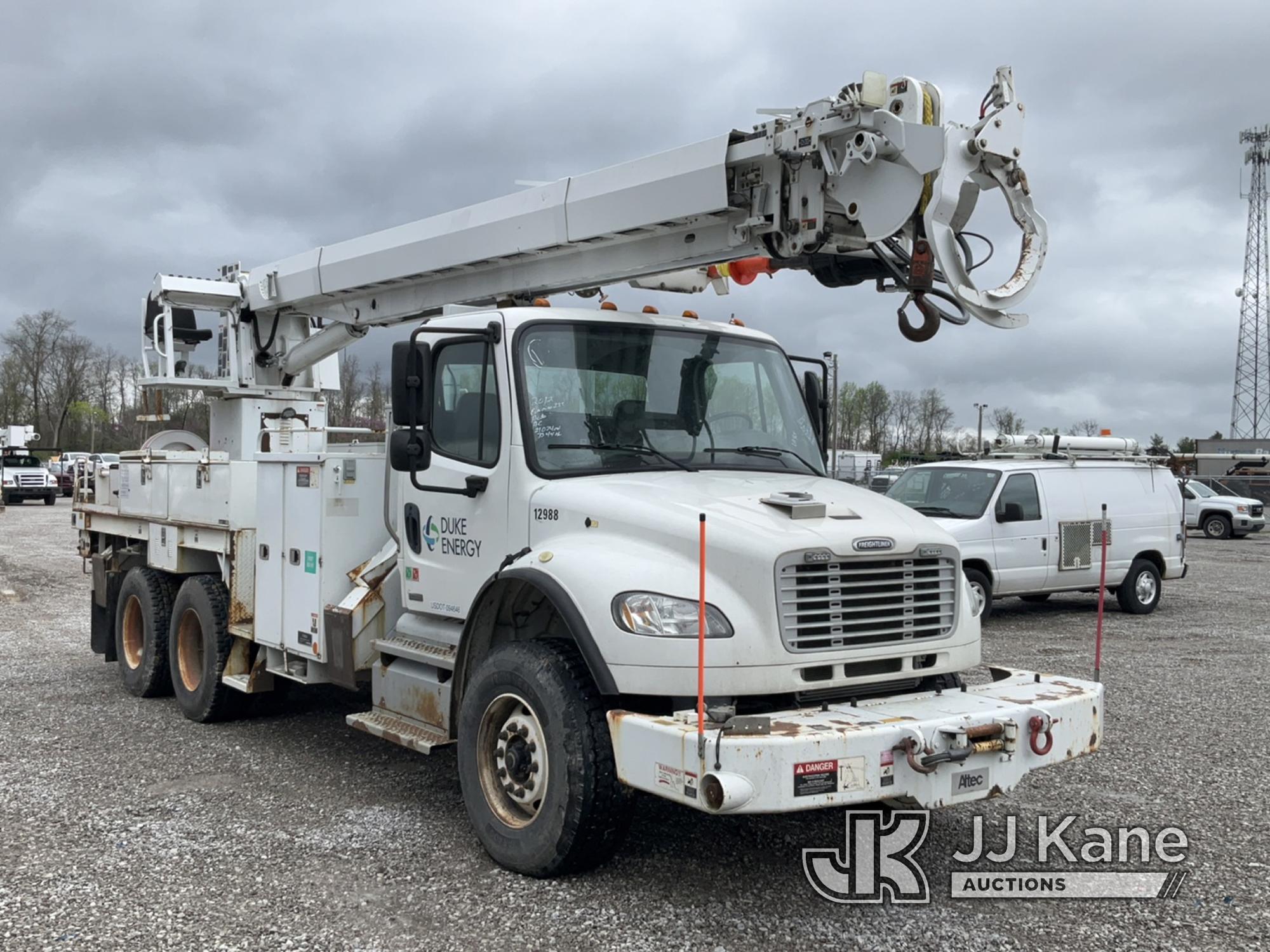 (Verona, KY) Altec D3060A-TR, Digger Derrick rear mounted on 2012 Freightliner M2 106 T/A Flatbed/Ut