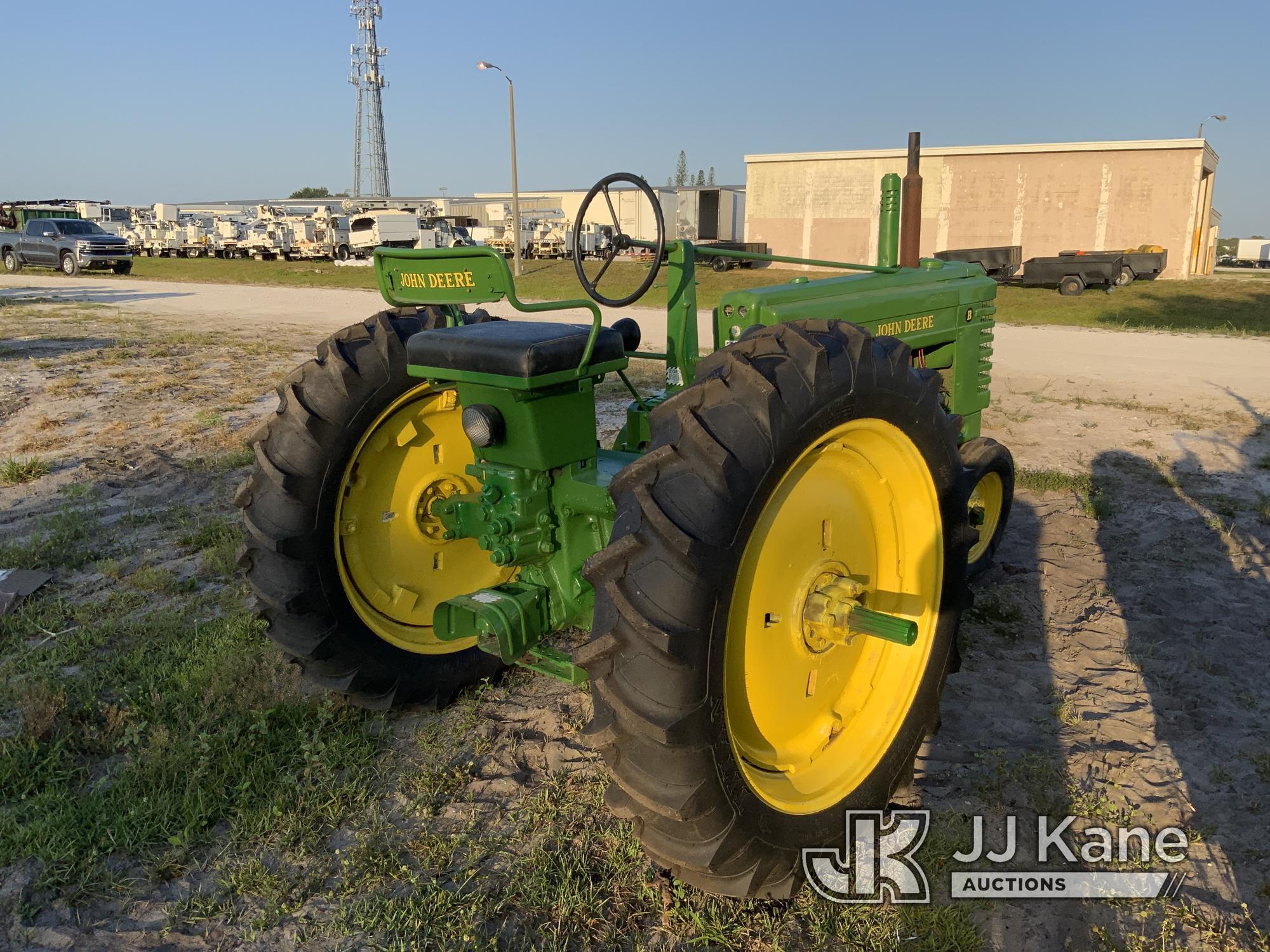 (Westlake, FL) 1948 John Deere Model B Utility Tractor Not Running, Condition Unknown.  (Seller Stat