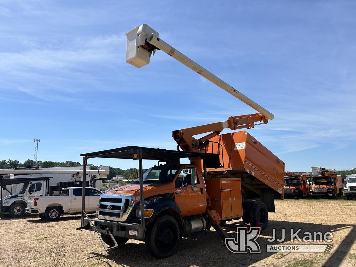 (Byram, MS) Altec LR756, Over-Center Bucket Truck mounted behind cab on 2013 Ford F750 Chipper Dump