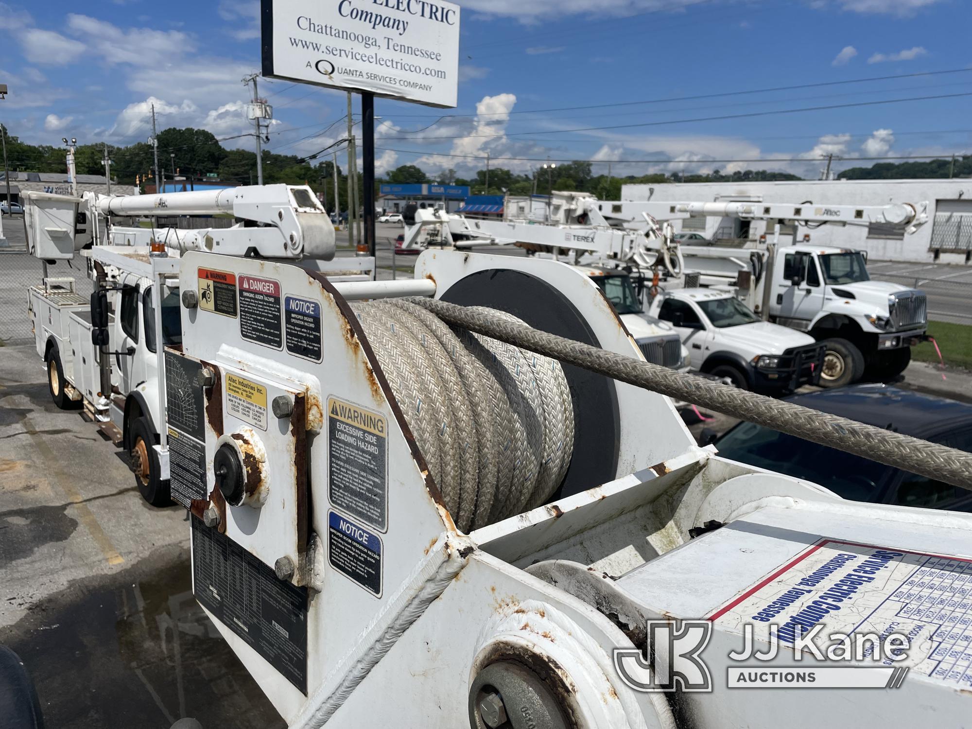 (Chattanooga, TN) Altec DC47-TR, Digger Derrick rear mounted on 2013 Freightliner M2 106 4x4 Utility