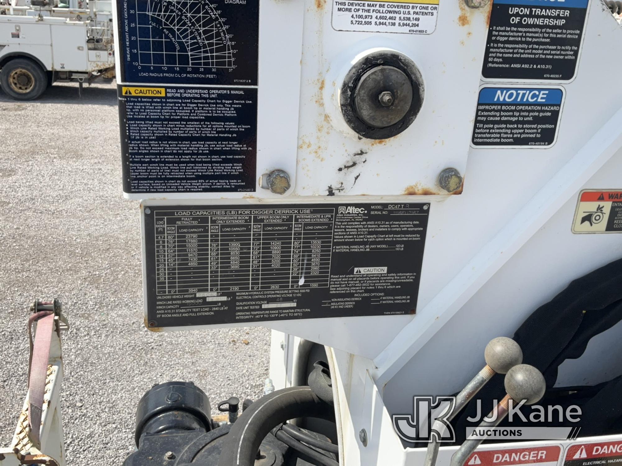 (Verona, KY) Altec DC47-TR, Digger Derrick rear mounted on 2017 Kenworth T300 Utility Truck Runs, Mo