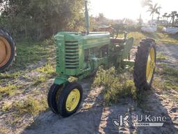 (Westlake, FL) 1949 John Deere Model MT Utility Tractor Not Running, Condition Unknown)( (Seller Sta