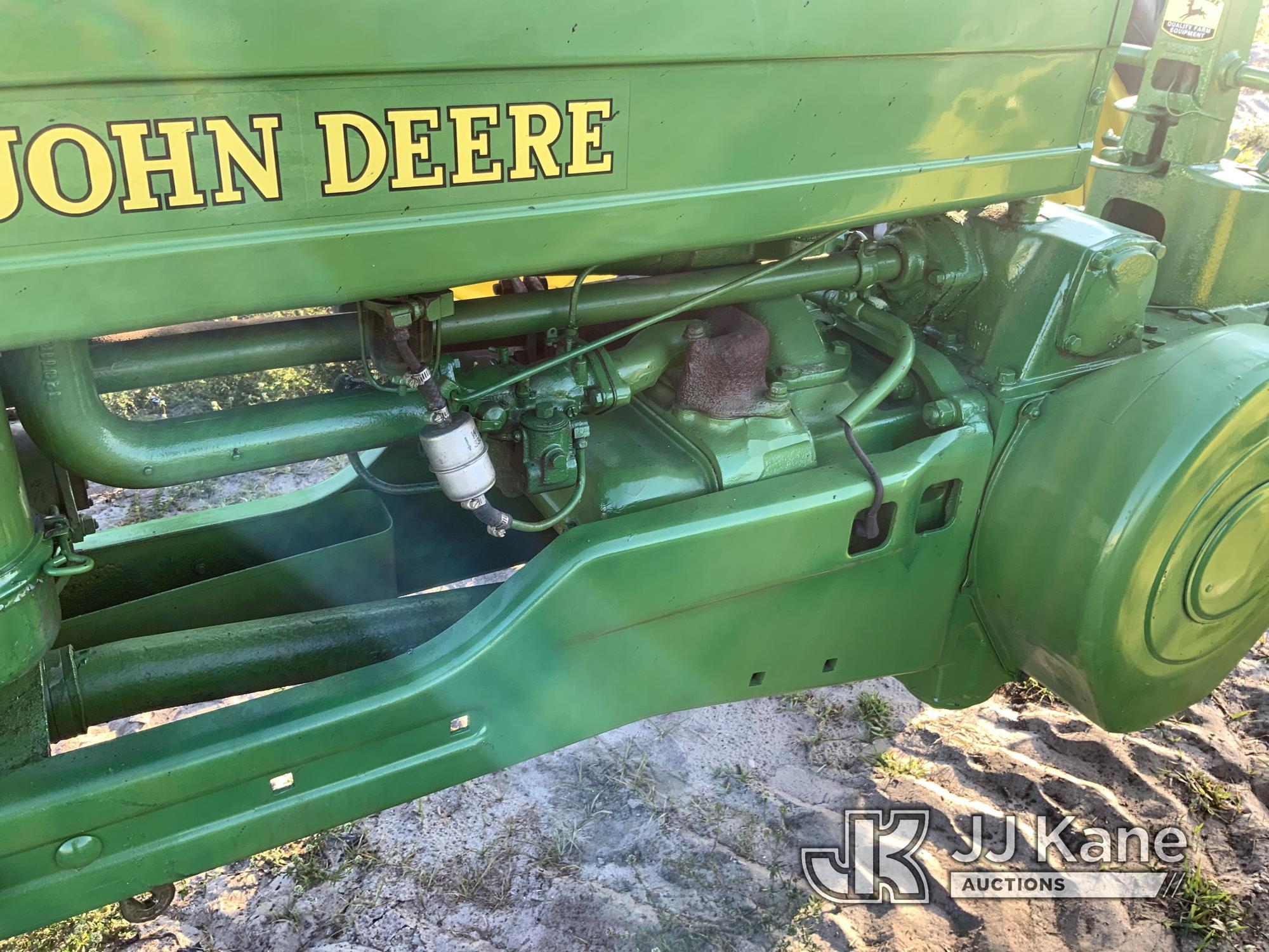 (Westlake, FL) 1948 John Deere Model B Utility Tractor Not Running, Condition Unknown.  (Seller Stat