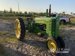 (Westlake, FL) 1948 John Deere Model B Utility Tractor Not Running, Condition Unknown.  (Seller Stat