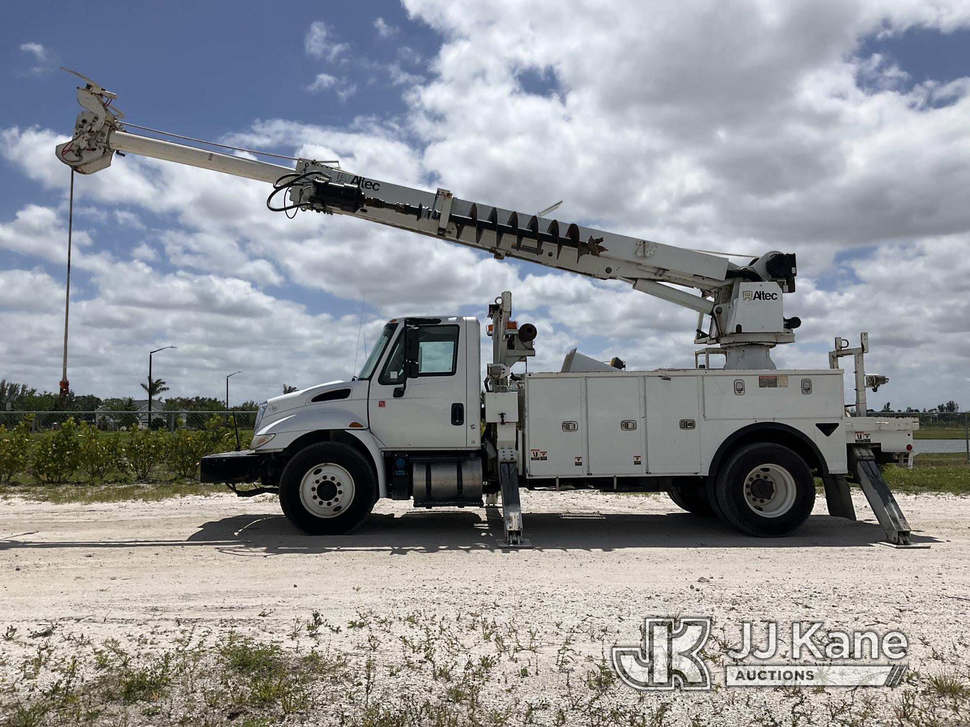 (Westlake, FL) Altec DM47B-TR, Digger Derrick rear mounted on 2017 International 4300 Utility Truck