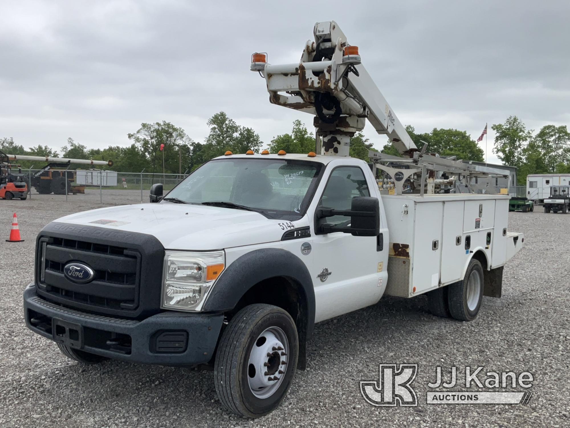 (Verona, KY) Altec AT235P, Telescopic Cable Placing Bucket Truck mounted behind cab on 2015 Ford F55