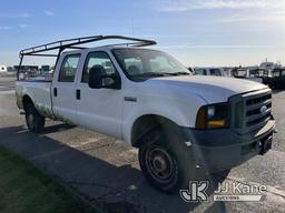 (Dixon, CA) 2007 Ford F250 4x4 Crew-Cab Pickup Truck Runs & Moves, Bald Front Driver Tire, Broken Ta