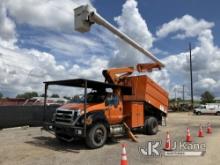 Altec LR756, Over-Center Bucket Truck mounted behind cab on 2013 Ford F750 Chipper Dump Truck Runs, 